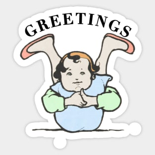 Greetings weird looking kid funny illustration meme Sticker